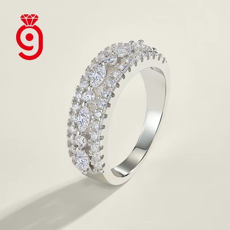 Women's S925 Sterling Silver Moissanite Engagement Ring, Bridal